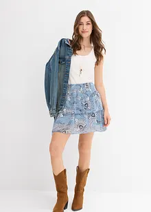 Gonna a balze in chiffon strutturato, bonprix