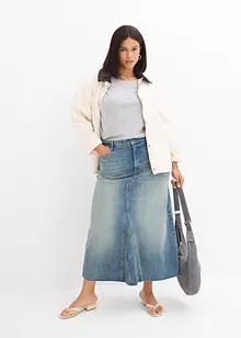 Gonna maxi di jeans, vita media, bonprix