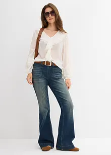 Jeans a zampa, vita media, bonprix