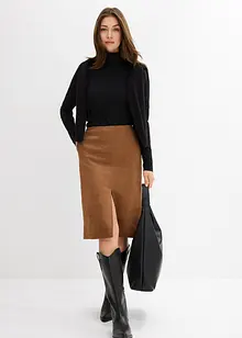 Gonna longuette in similpelle scamosciata, bonprix