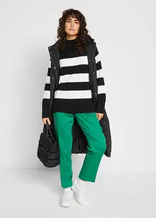 Gilet lungo trapuntato con cappuccio e spacchi ai lati, bonprix