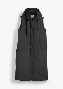 Gilet lungo trapuntato con cappuccio e spacchi ai lati, bonprix