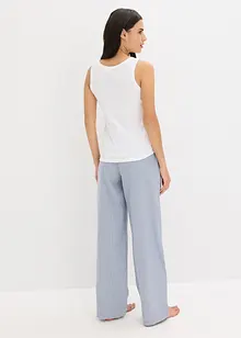 Pigiama con top a costine e pantaloni in tessuto, bonprix