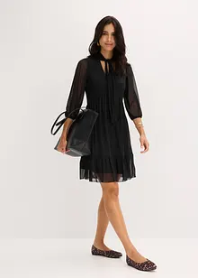 Abito in jersey e mesh con fiocco, bonprix