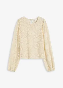 Maglia cropped in pizzo elasticizzato, bonprix