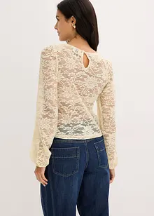 Maglia cropped in pizzo elasticizzato, bonprix