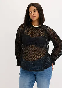 Maglia in pizzo con volant, bonprix