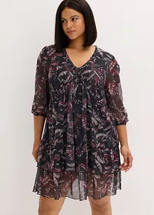 Abito in jersey e mesh con volant, bonprix