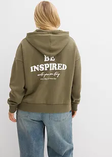 Felpa oversize con cappuccio in misto cotone morbido, bonprix
