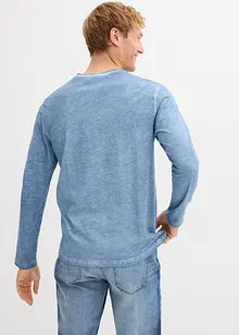 Maglia serafino a maniche lunghe in look lavato in puro cotone biologico, bonprix