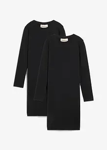Abito di jersey in misto cotone biologico elasticizzato (pacco da 2), bonprix