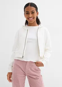 Felpa con zip e cappuccio in puro cotone biologico, bonprix