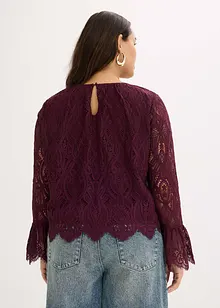 Blusa in pizzo con volant, bonprix