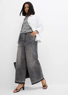 Jeans cropped wide leg, vita alta, bonprix