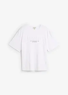 T-shirt in puro cotone biologico con scritta in 3D, loose fit, bonprix