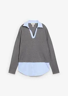 Maglione in filato fine con inserto di camicia, bonprix