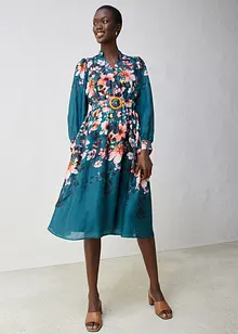 Abito midi in ramiè con cintura, bonprix