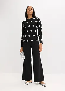 Maglia a maniche lunghe in crêpe operato, bonprix