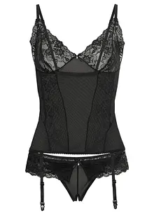 Corsetto con reggicalze e perizoma ouvert (set 2 pezzi), VENUS