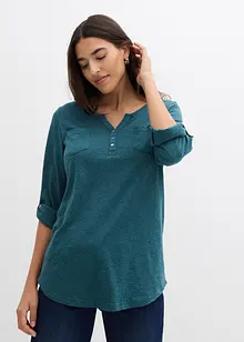 Maglia serafino in cotone con bottoni, bonprix