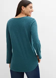 Maglia serafino in cotone con bottoni, bonprix