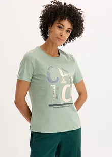 T-shirt con stampa glitterata, bonprix