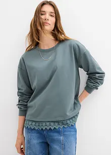 Felpa con inserto in pizzo, bonprix