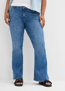 Jeans a zampa, vita media, bonprix