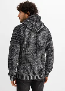 Maglione in filato grosso con cappuccio e dettagli stile biker, bonprix