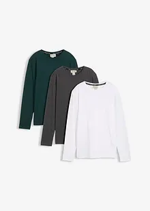 Maglia a maniche lunghe con cotone biologico (pacco da 3), bonprix