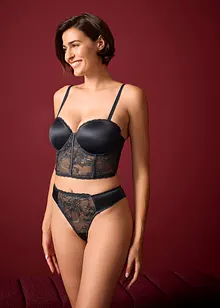 Reggiseno a balconcino con pizzo cigliato ed effetto lucido, bonprix