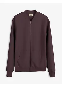 Felpa con zip in tessuto effetto neoprene, bonprix
