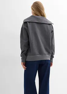 Felpa a collo ampio con zip in misto cotone morbido, bonprix