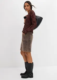 Maglia a maniche lunghe con motivo floccato, bonprix