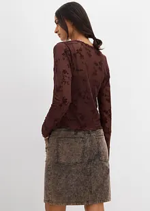 Maglia a maniche lunghe con motivo floccato, bonprix