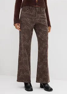 Pantaloni in twill leopardati wide leg, bonprix