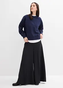 Felpa in cotone biologico con scollo ampio a coste, bonprix