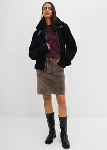 Gonna corta in velluto a coste con effetto lavato, bonprix