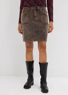 Gonna corta in velluto a coste con effetto lavato, bonprix