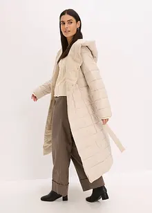 Cappotto trapuntato con inserto in simil lana e cintura da annodare, bonprix