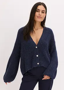 Cardigan oversize con filato glitterato e percentuale di lana, bonprix