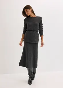 Maglia con percentuale di lana e cinturina in similpelle, bonprix