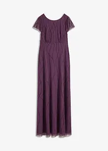Abito lungo in tulle delicato con ricamo e perline, bonprix