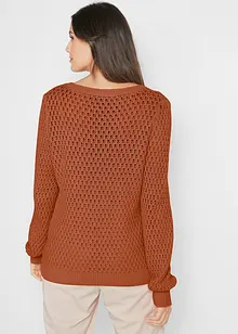 Maglione in maglia operata di misto cotone, bonprix