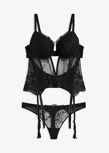 Corsetto con ferretto e perizoma con delicati ricami (set 2 pezzi), bonprix