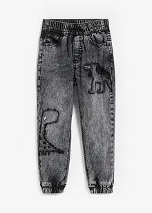 Jeans termici con elastico in vita e motivo con dinosauri, regular fit, bonprix