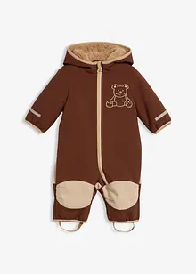 Tuta in softshell con fodera in pile teddy e cappuccio, bonprix