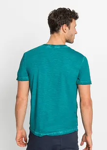 Maglia serafino a maniche corte in puro cotone effetto lavato, bonprix