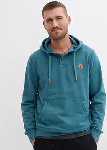 Felpa con cappuccio e dettagli in similpelle, garzata internamente, bonprix