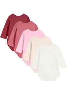 Body a maniche lunghe in puro cotone biologico (pacco da 5), bonprix